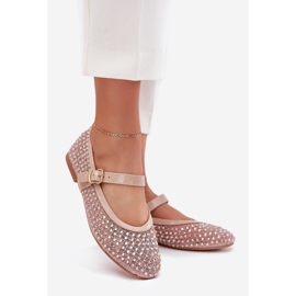 Díszített női balerinák övvel és bilincs bézs 1 Díszített női balerinák övvel és bilincs bézs 1