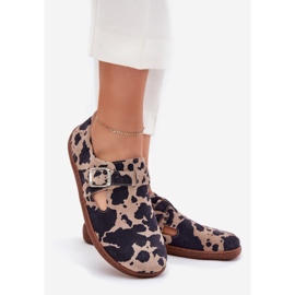 Női velúr cipő egy csat szalonna torzítás zazoo n1261 barna-beige 1