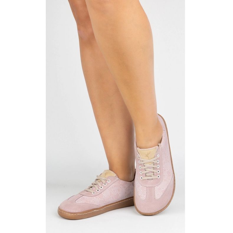 Mezítláb női bőrcipő Olivier Eliza rózsaszín virágok 2 Mezítláb női bőrcipő Olivier Eliza rózsaszín virágok 2