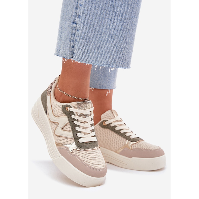 Női cipők a platformon leopárd bézs 1