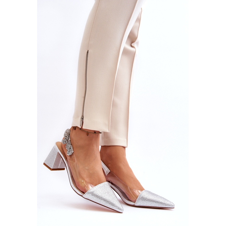 S. BARSKI Elegáns női szivattyúk MR91292-1 ezüstben cirkonokkal 2