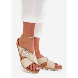 Női bőr papucs inblu vo0004gu bukle bézs 1