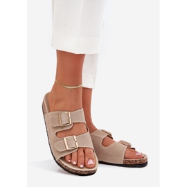 Boto Női papucs arany bilincsekkel és bézs luner varrással 1 Boto Női papucs arany bilincsekkel és bézs luner varrással 1