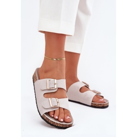 Boto Női papucs arany bilincsekkel és szürke Luner varrással 2