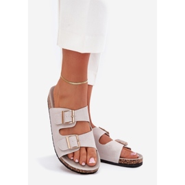 Boto Női papucs arany bilincsekkel és szürke Luner varrással 1