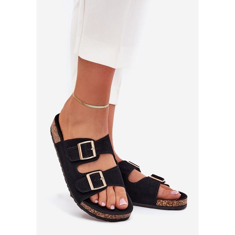 Boto Női papucs arany bilincsekkel és fekete luner varrásokkal 1