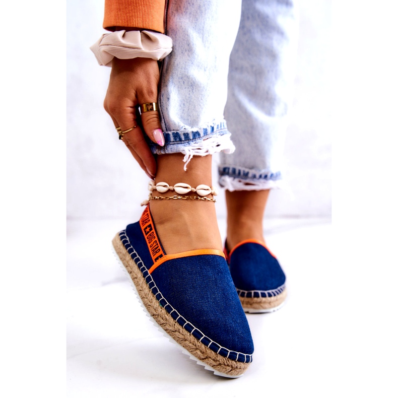 Anyag Espadrilles női beillesztés Big Star JJ27487 Navy Blue kék 1