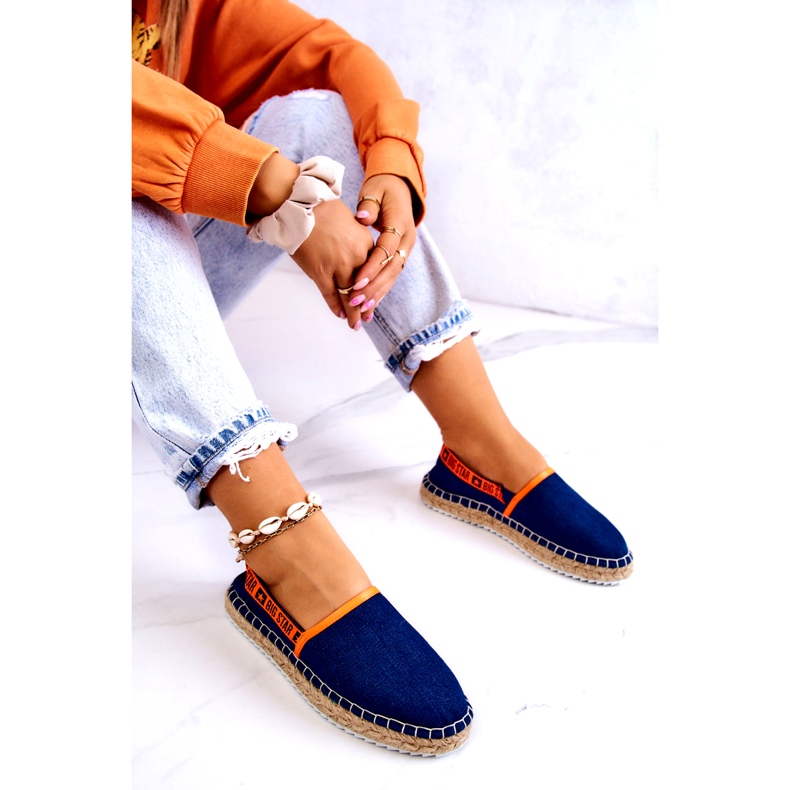 Anyag Espadrilles női beillesztés Big Star JJ27487 Navy Blue kék 3