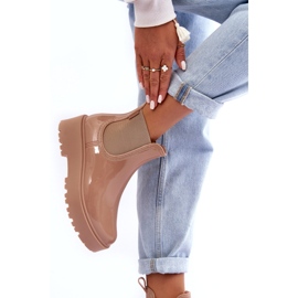 Női lakkozott kút a Big Star MM274396 bézs platformon 3