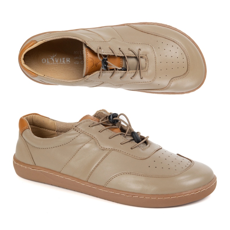 Olivier Női mezítláb cipő minimalista bőr széles aria cappuccino bézs 1