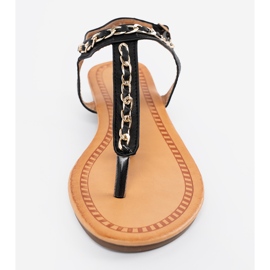 Shelvt Szandál dekoratív láncú lapos fekete 2