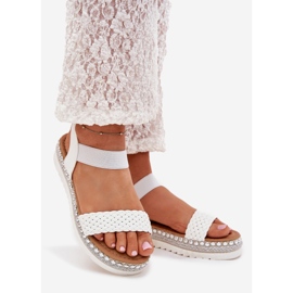 Boto Női szandál zsinórral a díszített platformon, a White Velara fehér 1