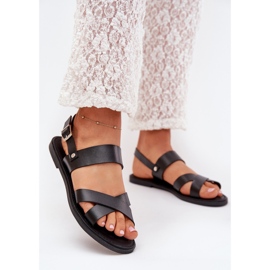 Boto Lapos női szandál öko bőrrel fekete kalira 2