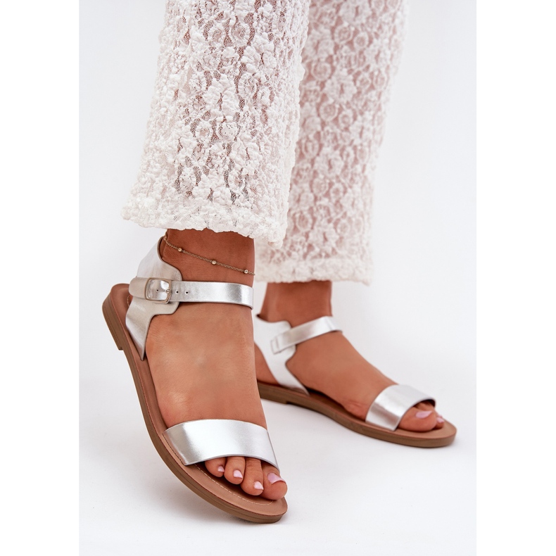 Boto Lapos sarok szandál öko bőr ezüst kivara 2