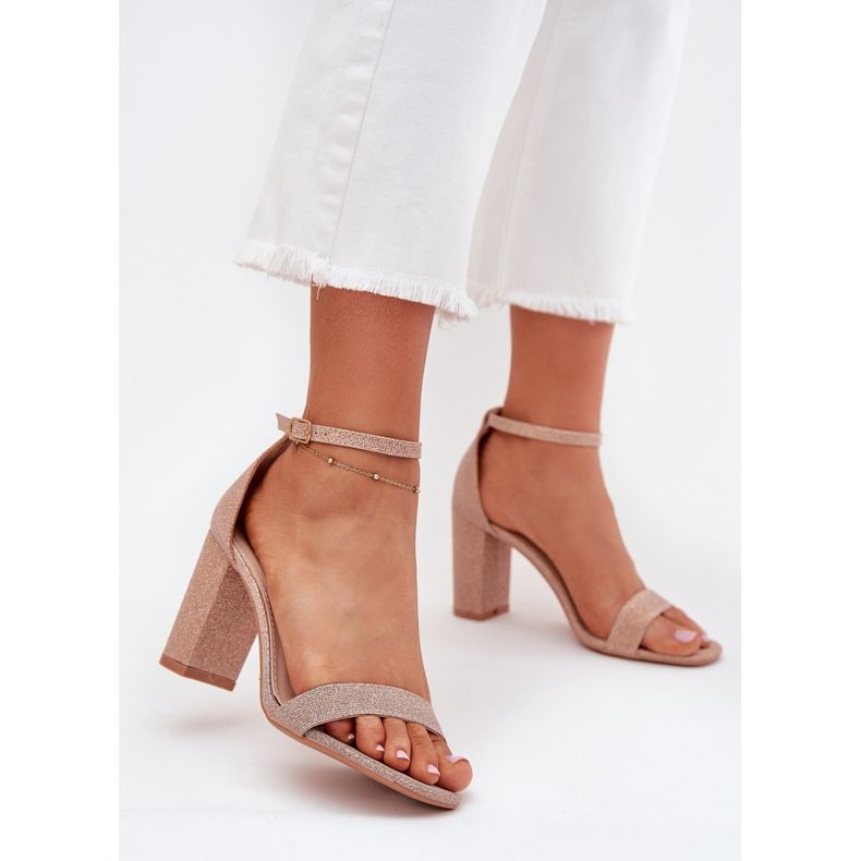 Boto Fényes női szandál a poszton rózsaszín kavina arany aranysárga 2