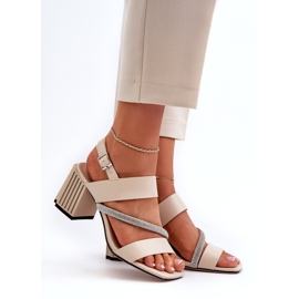 S.Barski Női elegáns szandál a bézs poszton D&amp;A MR38-549 3