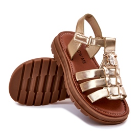 Lányok szandálja dekoratív arany részletekkel aranysárga 3