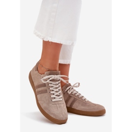 Zazoo n1068 velúr alacsony női sötét cipők bézs 1