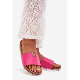 Boto Női papucs flopok egy parafa platformon, dekoratív részletekkel rózsaszín 1