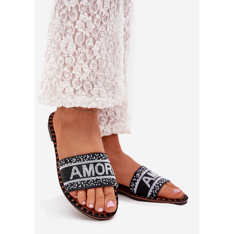 Boto Lapos, rágcsált női papucs Avelina Avelina dekorációval fekete 1