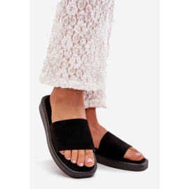 Boto Női papucs a platformon Eco Suede Black Jorina -val fekete 1