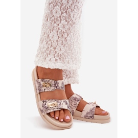 Boto Mintás női papucs a platformon bézs sorina 1