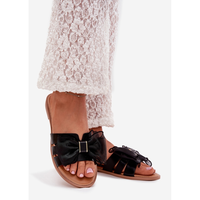 Boto Lapos, fákos női papucs tüll íj fekete taniával 1 Boto Lapos, fákos női papucs tüll íj fekete taniával 1