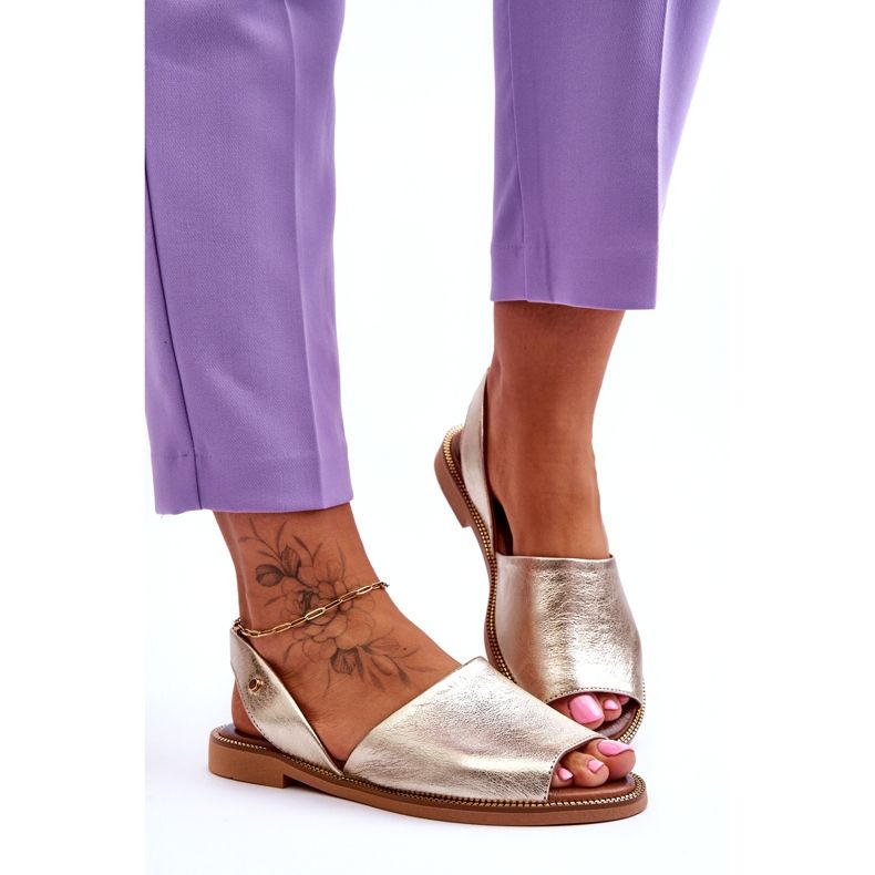 Zazoo Bőr csúszás -Uup női arany fém szandál aranysárga 2
