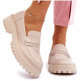 Női Big Star LL274457 bőr mokaszinok bézs 5