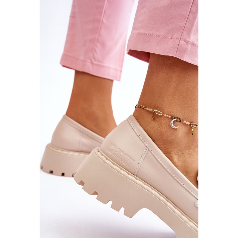 Női Big Star LL274457 bőr mokaszinok bézs 3