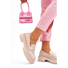 Női Big Star LL274457 bőr mokaszinok bézs 2