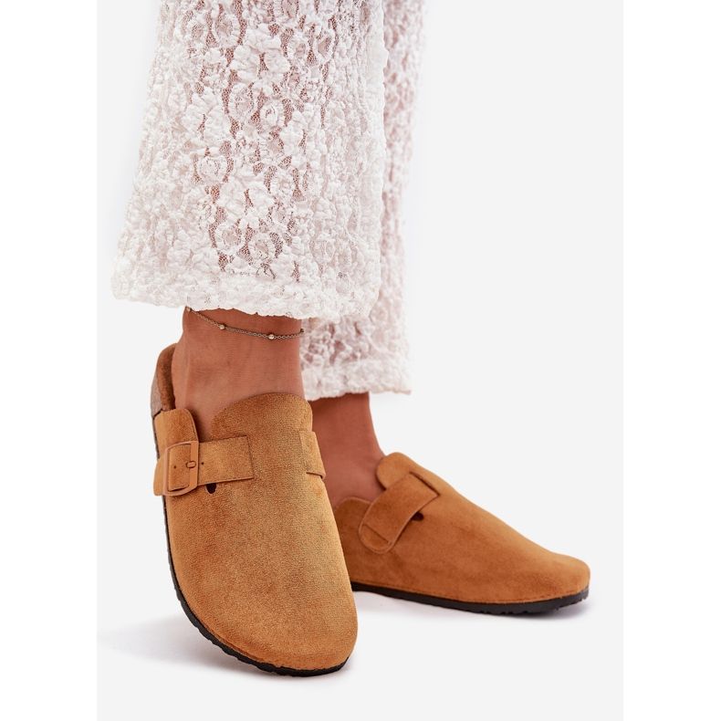 Boto Papucs nők és egy parafa platform teve klarae csatjal barna 1