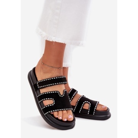 Boto A női papucs dekorációval a fekete dlyna platformon 1