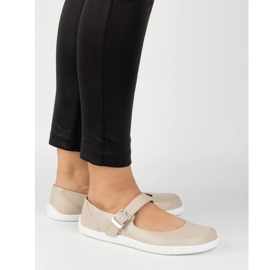 Mezítláb női balerinas Olivier 1770pol bőr cipő bézs csatjal 2