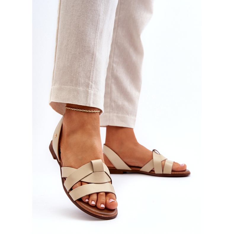 Zazoo 40185 kényelmes bőr szandál, bézs 1