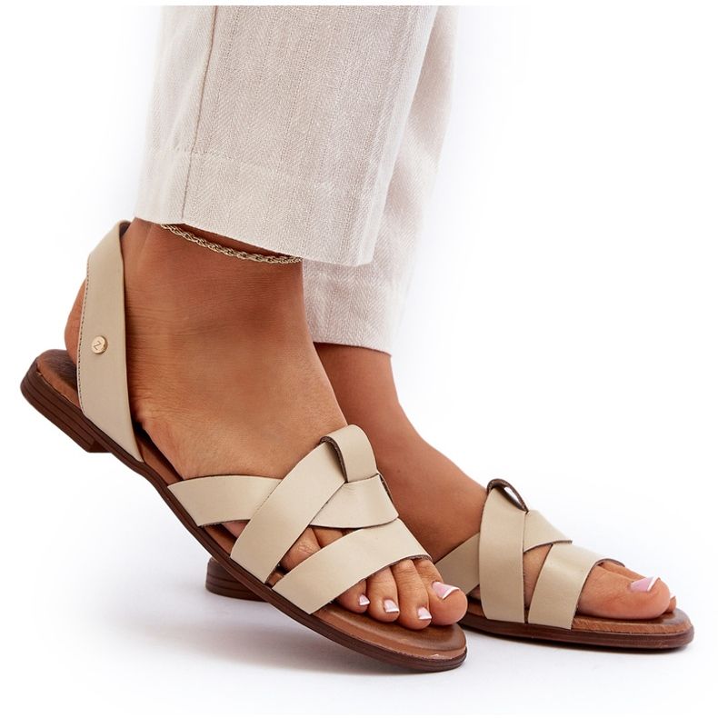 Zazoo 40185 kényelmes bőr szandál, bézs 5