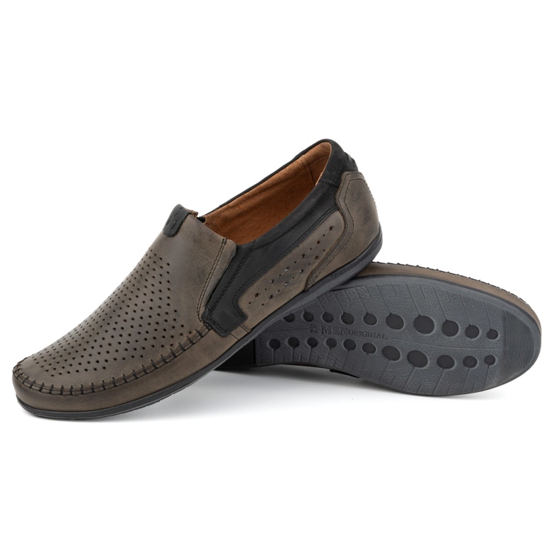 Olivier Férfi áttört bőr mokaszin 0525 olive zöld 2