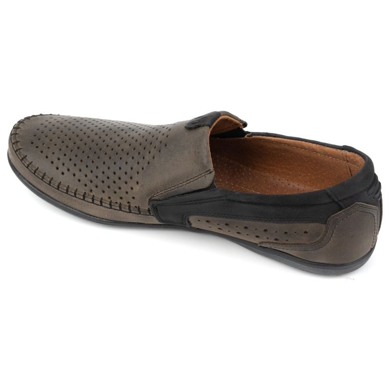 Olivier Férfi áttört bőr mokaszin 0525 olive zöld 4