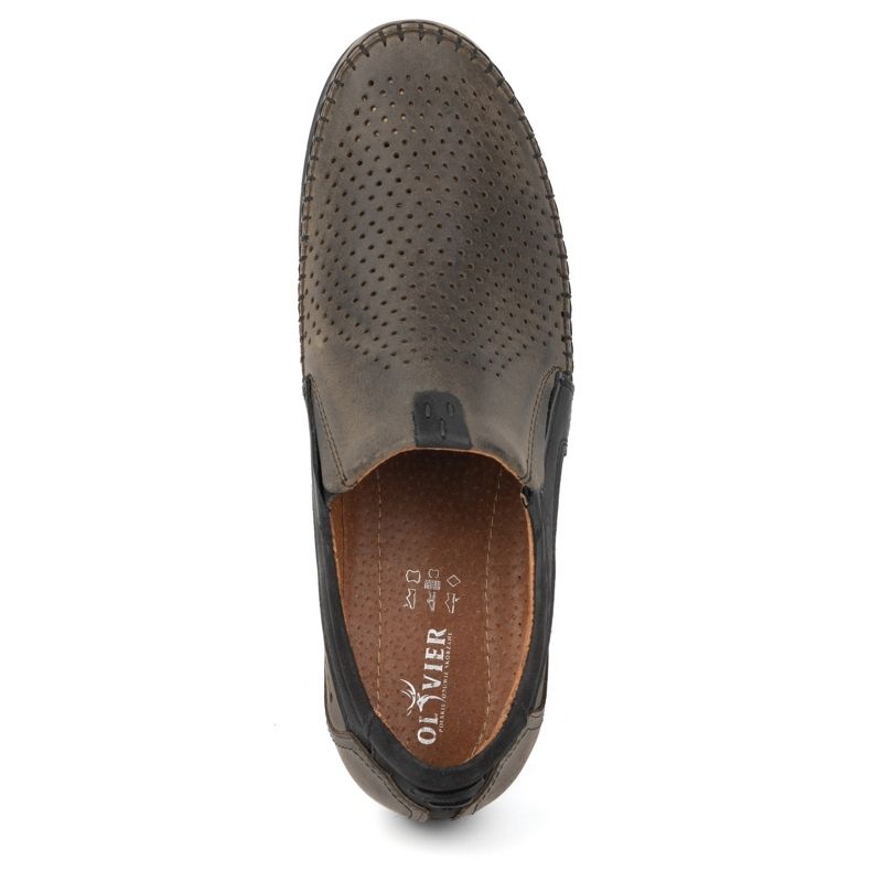 Olivier Férfi áttört bőr mokaszin 0525 olive zöld 6