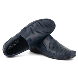 Olivier Férfi áttört bőr mokaszin 0525, sötétkék 5