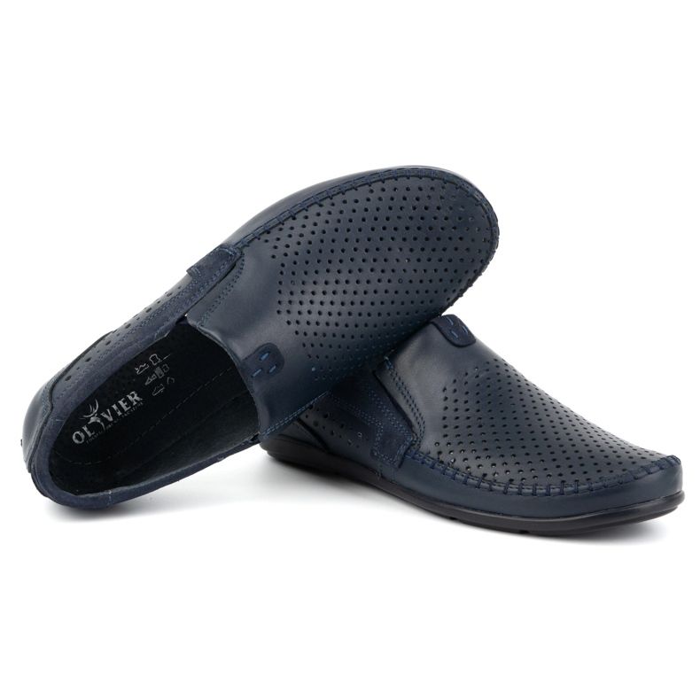 Olivier Férfi áttört bőr mokaszin 0525, sötétkék 5