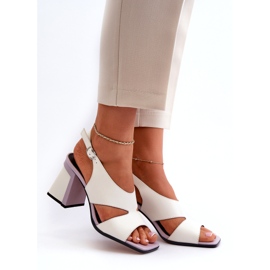 S.Barski Női magassarkú szandál fehér D&amp;A MR38-153 3