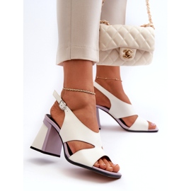 S.Barski Női magassarkú szandál fehér D&amp;A MR38-153 4