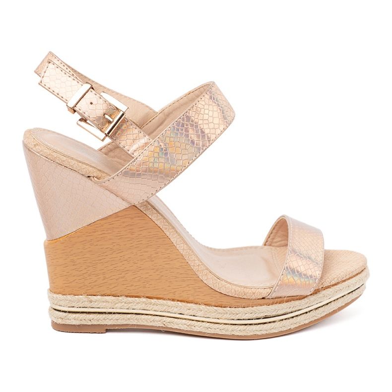 Shelvt Női szandál ékeken rózsaszín aranyban 2