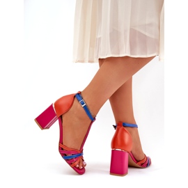 Női bőr szandál a Laura Messi 2879 Multolor Poston rózsaszín 4