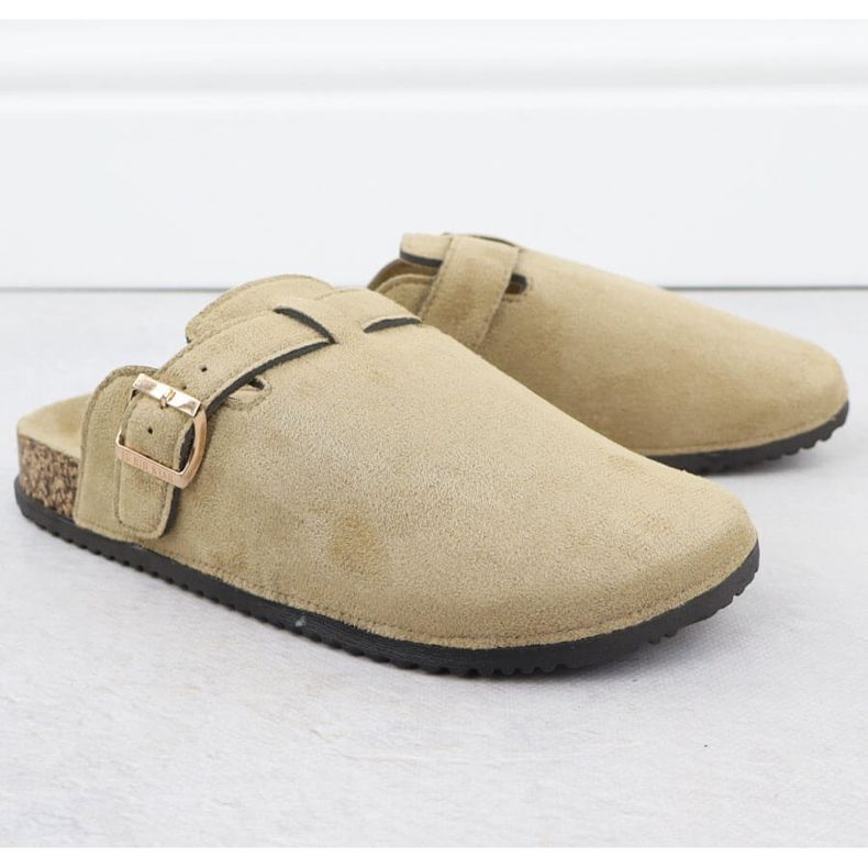 Női papucsok építettek -Suede bézs Big Star SS274738 2