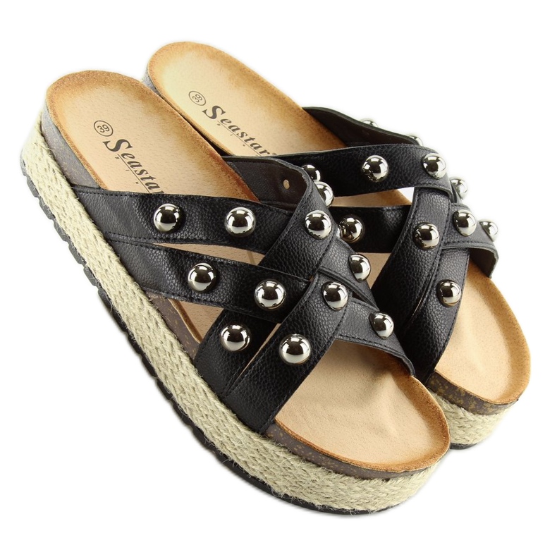 Fekete espadrilles CK22P fekete papucs 2