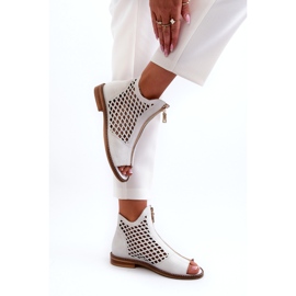 Zazoo 977/L áttört bőr szandál cipzárral, fehér 3