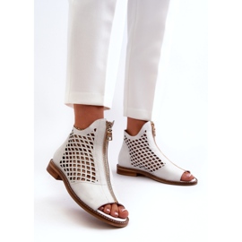 Zazoo 977/L áttört bőr szandál cipzárral, fehér 1