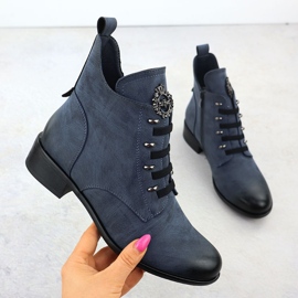 Lapos sarkú női csizma szigetelt kék jezzi Asa198-21 1